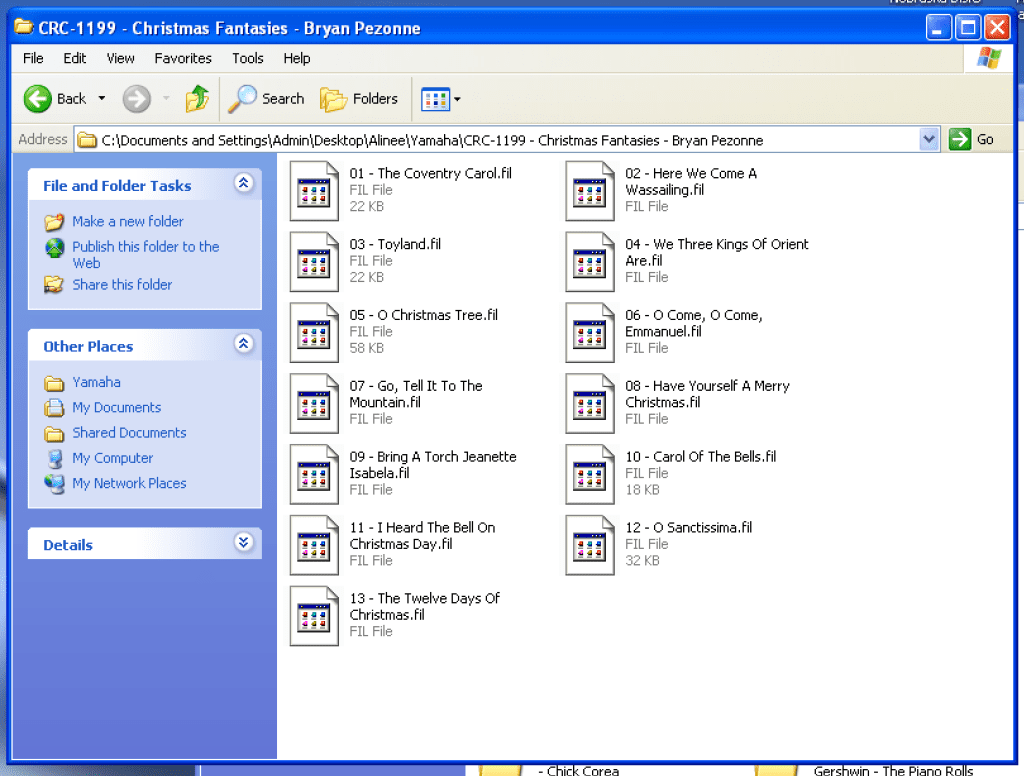 Filenames before conversion.