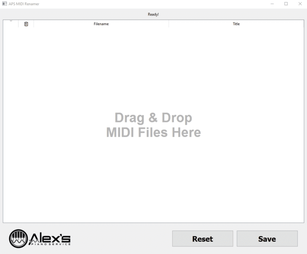 A screeenshot before any MIDI files have been added.