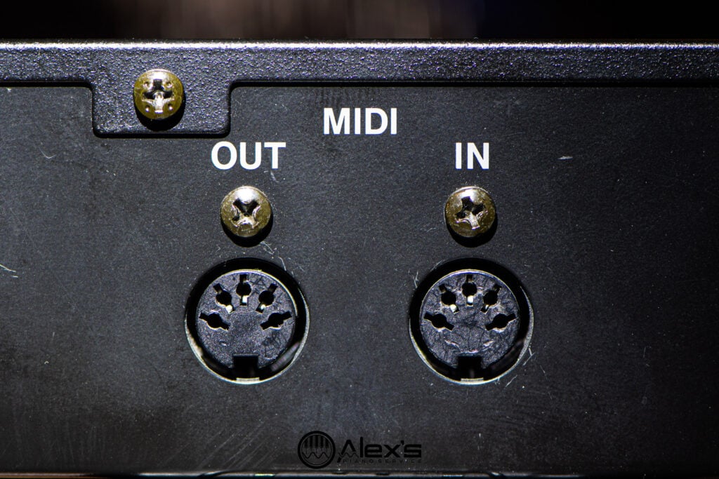 MIDI ports on the back of the DKC-500RXG.