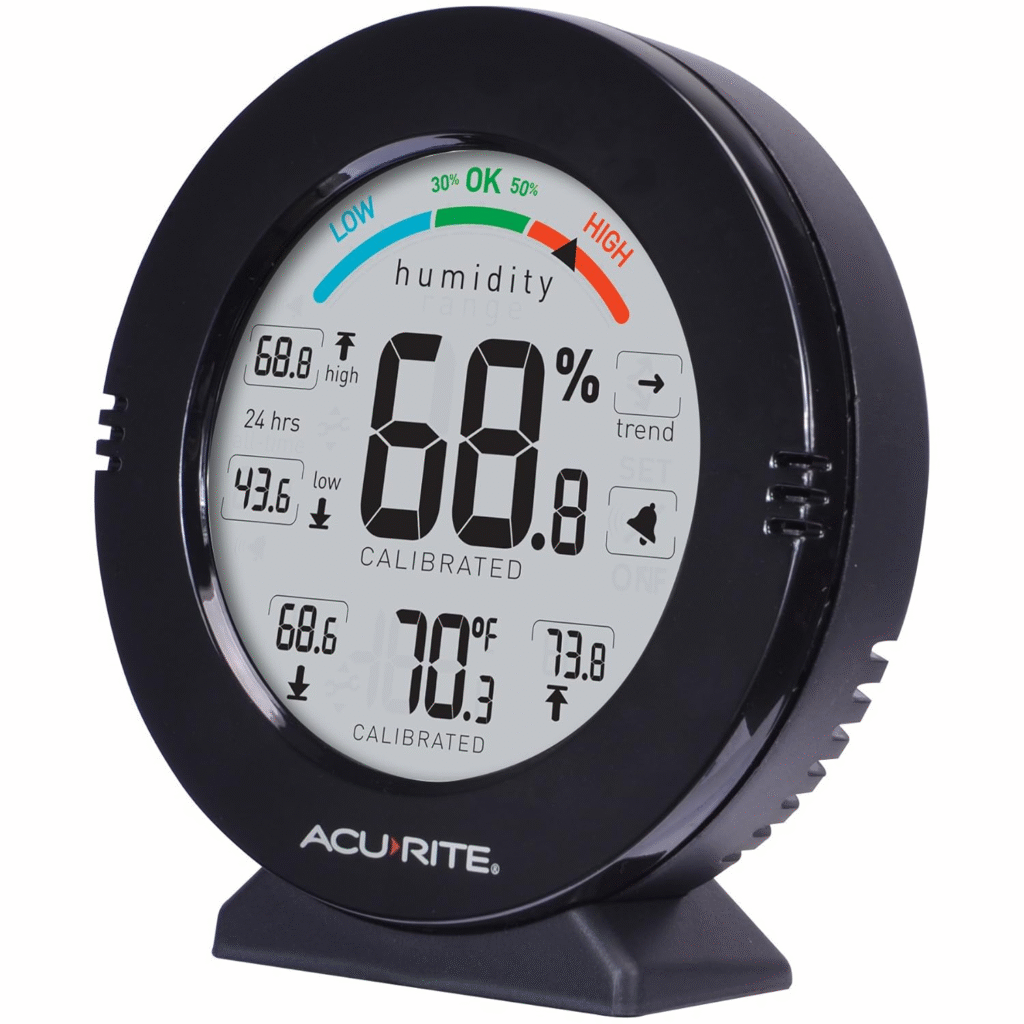 The AcuRite 01080M hygrometer, closeup.