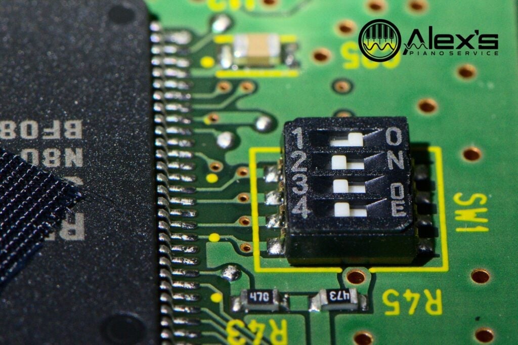 Dip Switch #1 in the proper position. It should be on the right if you're looking at the DIP switch with the text right-side-up. This is very hard to see, and you'll find conflicting information on the internet. But the #1 switch should be far from the number 1.
