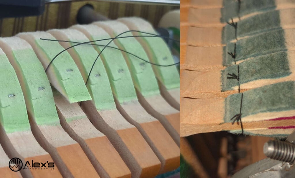 Closeup pictures of hammers, seen peeling on the left, and fixed on the right.