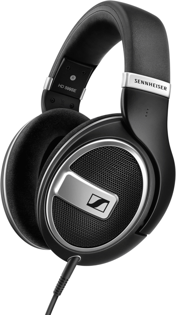 Sennheiser HD 599 headphones, seen from the side.