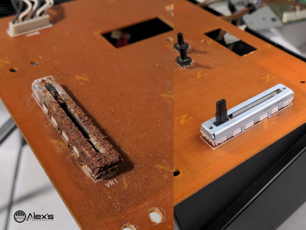Damaged volume pot in a Korg Triton.