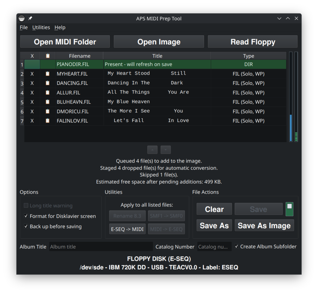 Screenshot of APS MIDI Prep Tool after dragging in more files.
