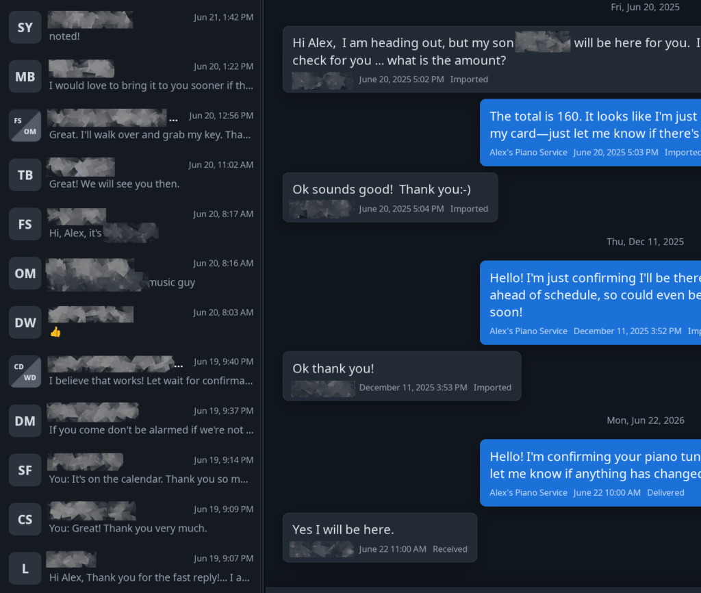 Screenshot showing group messages.